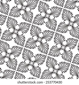 Seamless pattern with abstract flowers. Stylish monochrome floral ornament. 