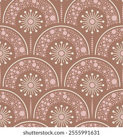 Seamless pattern with abstract flowers in trendy color  palette of 2025 year.