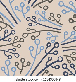 Seamless pattern with abstract flowers. Vector design with ornamental plants, can be used for textiles, wallpaper, children s clothing, wrapping paper.