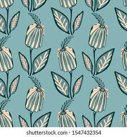Seamless pattern with abstract flowers. Vector image. Can be used for textile, stationary, backgrounds and wallpaper. 