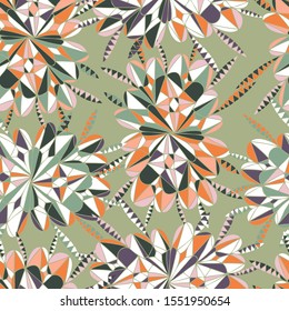 Seamless pattern with abstract flowers. Vector image. Can be used for textile, stationary, backgrounds and wallpaper. 