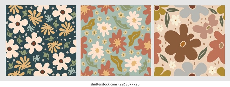 Seamless pattern with abstract flowers vector art.