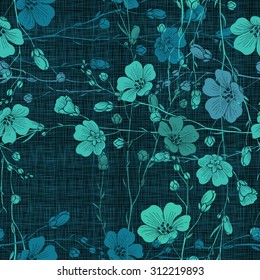 Seamless pattern of abstract flowers. Vector background.