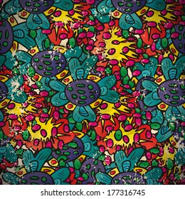 Seamless pattern with abstract flowers in vintage style
