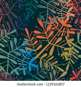 Seamless pattern with abstract flowers.Vector design with ornamental plants, can be used for textiles, wallpaper, children s clothing, wrapping paper.