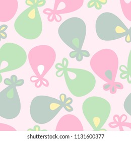 Seamless pattern with abstract flowers.Vector design with ornamental plants, can be used for textiles, wallpaper, children s clothing, wrapping paper.