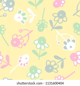 Seamless pattern with abstract flowers.Vector design with ornamental plants, can be used for textiles, wallpaper, children s clothing, wrapping paper.