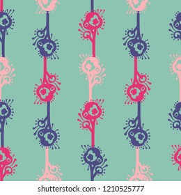 Seamless pattern with abstract flowers.Vector design with ornamental plants, can be used for textiles, wallpaper, children s clothing, wrapping paper.
