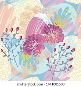 Seamless pattern with abstract flowers.Vector illustration.