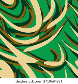 A seamless pattern with abstract flowing green and yellow lines. This vector illustration in green and yellow tones is perfect for your abstract designs.