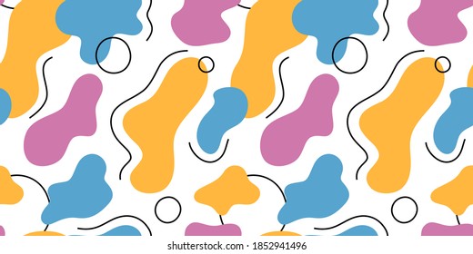Seamless Pattern with Abstract Fluid Colorful Shapes. Vector Endless Texture