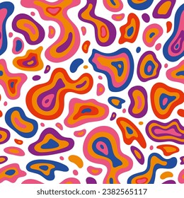 Seamless pattern with abstract fluid shapes, cartoon style. Wavy lines, organic forms. Cells in liquid under a microscope. Trendy modern vector illustration, hand drawn, flat design