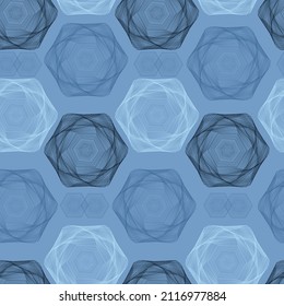 Seamless pattern with abstract forms of hexagon