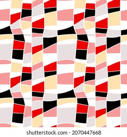 Seamless pattern with abstract forms and lines. Colorful vector design for print and web. 