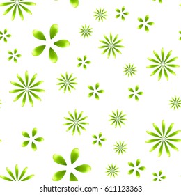Seamless pattern with abstract fresh green flowers. Made with gradient mesh and clipping mask.