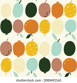 Seamless pattern with abstract fruits