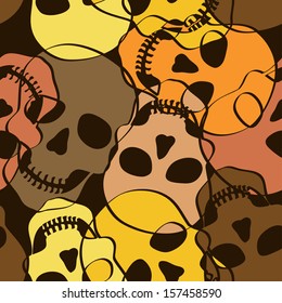 Seamless pattern of abstract funny skulls