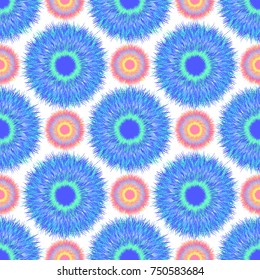 Seamless pattern with abstract furry circle. Vector illustration for design textile, wrapping paper and other