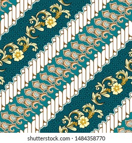 Seamless pattern with abstract geomatric, traditional style, vintage decoration illustration, Indonesian batik motif