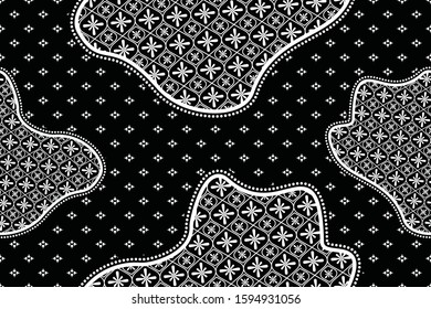 Seamless pattern with abstract geomatric, traditional style, vintage decoration illustration, Indonesian batik motif
