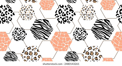 Seamless pattern with abstract geometric animal print. Vector graphics.