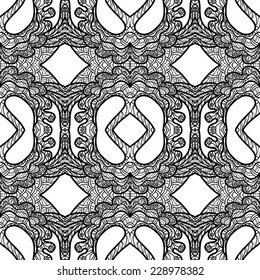 Seamless pattern with abstract geometric pattern in art nouveau stile. Black and white.