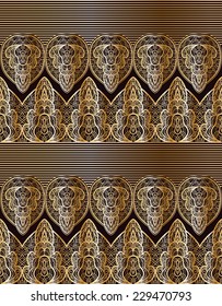 Seamless pattern with abstract geometric pattern in art nouveau stile. Black and gold.
