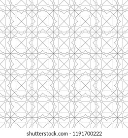 Seamless pattern. Abstract geometric background. Modern linear texture with regularly repeating thin lines, circles. Vector element graphical design
