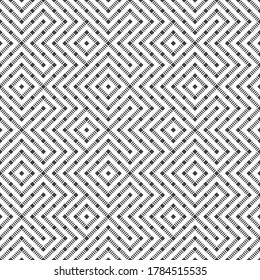 Seamless pattern. Abstract geometric background. Modern texture with dashed lines. Regularly repeating geometrical ornament with rhombuses, diamonds, zigzags. Vector element of graphical design