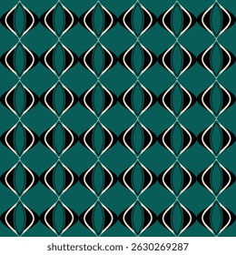 padrão sem costura abstrato fundo geométrico retro ogee 70s meados do século moderno design gráfico verde impressão para texturas de superfície de tecido envolvendo papel vetor ilustração