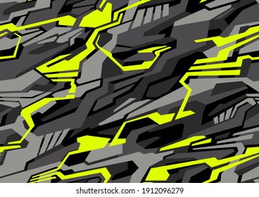 Seamless pattern with abstract geometric camouflage texture. Modern polygonal endless ornament for racing vinyl print template. Vector background.