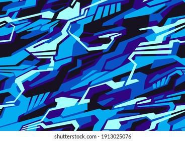 Seamless pattern with abstract geometric camouflage texture. Modern polygonal endless ornament for racing vinyl print template. Vector background.