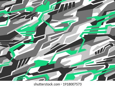 Seamless pattern with abstract geometric camouflage texture. Modern polygonal endless ornament for racing vinyl print template. Vector background.
