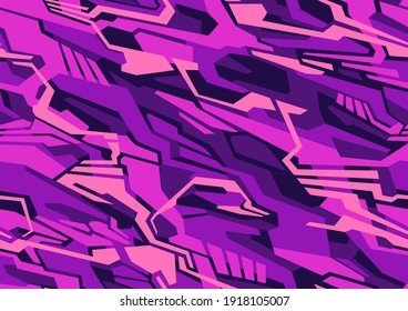 Seamless pattern with abstract geometric camouflage texture. Modern polygonal endless ornament for racing vinyl print template. Vector background.