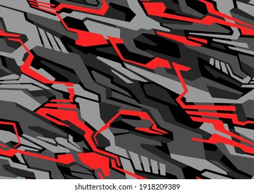 Seamless pattern with abstract geometric camouflage texture. Modern polygonal endless ornament for racing vinyl print template. Vector background.