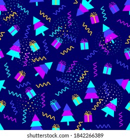 seamless pattern with abstract geometric Christmas elements. bright neon colors, flat pattern. stock vector illustration. EPS 10.