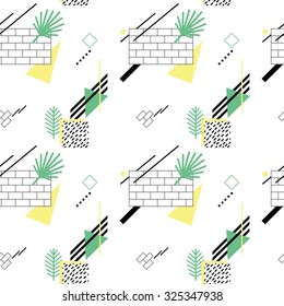 Seamless pattern with abstract geometric composition in modern retro style 2