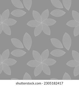 Seamless pattern, abstract geometric contour flowers on a gray background. Print, background, textile, wallpaper, vector	
