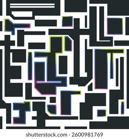 Seamless pattern abstract geometric cyber elements white background