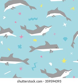 Seamless pattern with abstract geometric dolphins 1