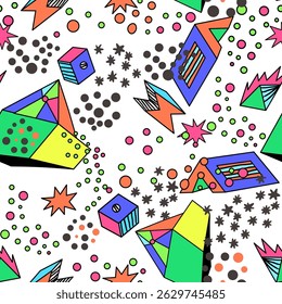 seamless pattern with abstract geometric elements in doodle style in vector.template for print backgrounds banner postcard design poster fabric wrapping textile packaging