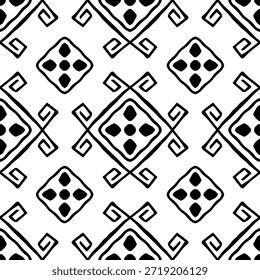 Patrón sin fisuras con tribal étnico geométrico abstracto. Estilo blanco y negro. Ilustración vectorial.