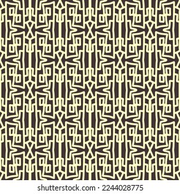 seamless pattern with abstract geometric figures of gold color on a black background, vector