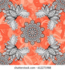 Seamless pattern. Abstract geometric floral seamless background. Tribal ethnic ornate decoration, lace repeating texture. Vector doodle sketch pattern, graphic illustration. Background.