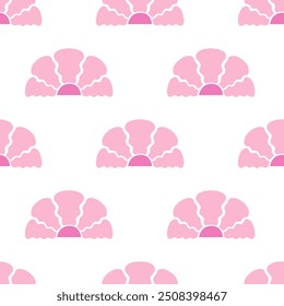 Seamless pattern with abstract geometric flowers in retro hippie style. Vector floral background. Vintage fashionable print with daisy funky flowers in 1970s style