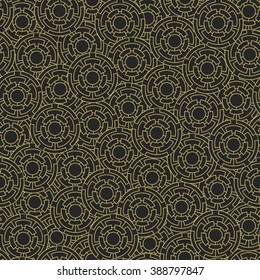 Seamless pattern with abstract geometric golden ornament. Template for your design. Vector illustration
