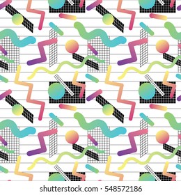 Seamless pattern with abstract geometric gradient and grid shapes