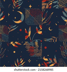 Seamless pattern with abstract geometric leaves. Modern design for paper, cover, fabric, interior decor and other users.