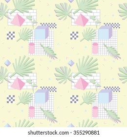 Seamless pattern with abstract geometric leaves and shapes 2