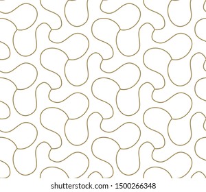 Seamless pattern with abstract geometric line texture, gold on white background. Light modern simple wallpaper, bright tile backdrop, monochrome graphic element.
